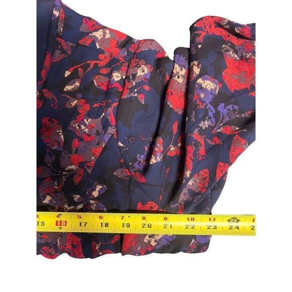 Ava & Viv 1X womens long sleeve red navy abstract floral Plus dress boho career - Picture 5 of 6